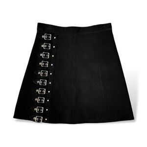 ❤️SOLD❤️SAINT LAURENT Black Genuine Suede Skirt with Buckle Detail |Size: 38|